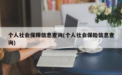 个人社会保障信息查询(个人社会保险信息查询)