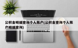 公积金明细查询个人账户(公积金查询个人账户明细查询)