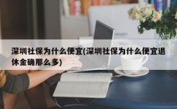 深圳社保为什么便宜(深圳社保为什么便宜退休金确那么多)