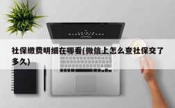 社保缴费明细在哪看(微信上怎么查社保交了多久)