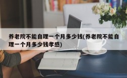 养老院不能自理一个月多少钱(养老院不能自理一个月多少钱孝感)