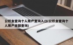 公积金查询个人账户查询入口(公积金查询个人账户余额查询)