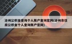 沧州公积金查询个人账户查询官网(沧州市住房公积金个人查询账户官网)