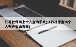 江苏社保网上个人查询系统(江苏社保查询个人账户查询官网)