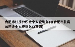 合肥市住房公积金个人查询入口(合肥市住房公积金个人查询入口官网)