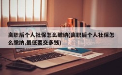 离职后个人社保怎么缴纳(离职后个人社保怎么缴纳,最低要交多钱)