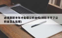 必须离职半年才能取公积金吗(辞职不干了公积金怎么处理)