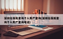 深圳社保局查询个人账户查询(深圳社保局查询个人账户查询电话)