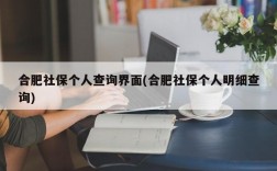 合肥社保个人查询界面(合肥社保个人明细查询)