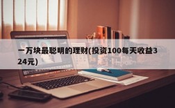 一万块最聪明的理财(投资100每天收益324元)