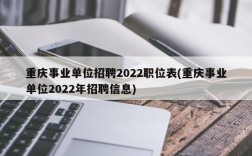 重庆事业单位招聘2022职位表(重庆事业单位2022年招聘信息)