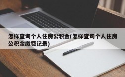 怎样查询个人住房公积金(怎样查询个人住房公积金缴费记录)