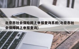 北京市社会保险网上申报查询系统(北京市社会保障网上申报查询)