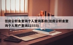 住房公积金查询个人查询系统(住房公积金查询个人账户查询12333)