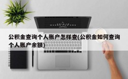 公积金查询个人账户怎样查(公积金如何查询个人账户余额)