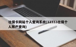 社保卡网站个人查询系统(12333社保个人账户查询)