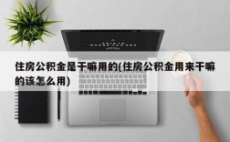 住房公积金是干嘛用的(住房公积金用来干嘛的该怎么用)