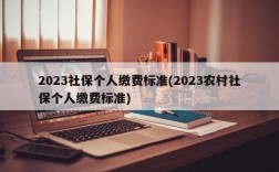 2023社保个人缴费标准(2023农村社保个人缴费标准)