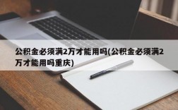 公积金必须满2万才能用吗(公积金必须满2万才能用吗重庆)