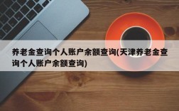 养老金查询个人账户余额查询(天津养老金查询个人账户余额查询)