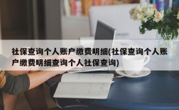 社保查询个人账户缴费明细(社保查询个人账户缴费明细查询个人社保查询)