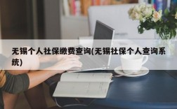 无锡个人社保缴费查询(无锡社保个人查询系统)