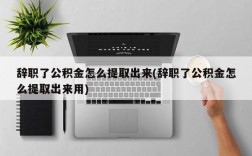 辞职了公积金怎么提取出来(辞职了公积金怎么提取出来用)