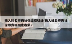 输入姓名查询社保缴费明细(输入姓名查询社保缴费明细唐春荣)