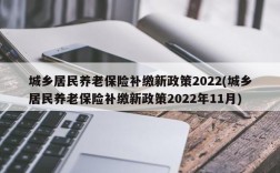 城乡居民养老保险补缴新政策2022(城乡居民养老保险补缴新政策2022年11月)