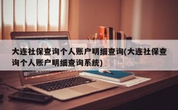 大连社保查询个人账户明细查询(大连社保查询个人账户明细查询系统)