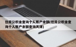 住房公积金查询个人账户余额(住房公积金查询个人账户余额查询天津)