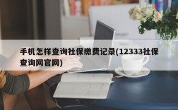 手机怎样查询社保缴费记录(12333社保查询网官网)