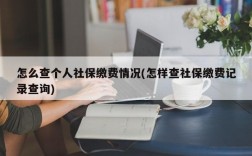 怎么查个人社保缴费情况(怎样查社保缴费记录查询)