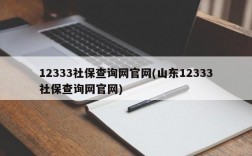 12333社保查询网官网(山东12333社保查询网官网)