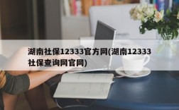 湖南社保12333官方网(湖南12333社保查询网官网)