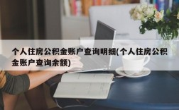 个人住房公积金账户查询明细(个人住房公积金账户查询余额)