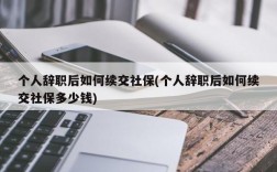 个人辞职后如何续交社保(个人辞职后如何续交社保多少钱)