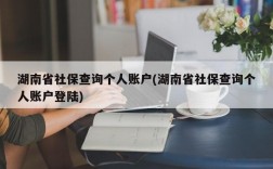 湖南省社保查询个人账户(湖南省社保查询个人账户登陆)