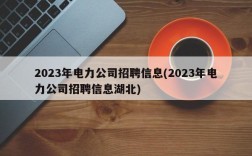 2023年电力公司招聘信息(2023年电力公司招聘信息湖北)