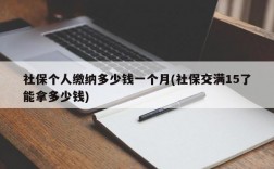 社保个人缴纳多少钱一个月(社保交满15了能拿多少钱)