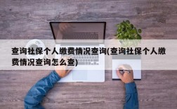 查询社保个人缴费情况查询(查询社保个人缴费情况查询怎么查)