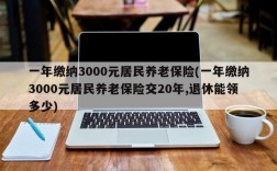 一年缴纳3000元居民养老保险(一年缴纳3000元居民养老保险交20年,退休能领多少)