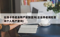 社保卡养老金账户余额查询(企业养老保险查询个人账户查询)