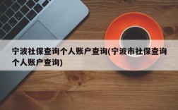 宁波社保查询个人账户查询(宁波市社保查询个人账户查询)