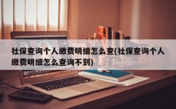 社保查询个人缴费明细怎么查(社保查询个人缴费明细怎么查询不到)