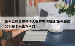 沧州公积金查询个人账户查询明细(沧州住房公积金个人查询入口)