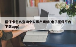 医保卡怎么查询个人账户明细(电子医保平台下载app)