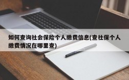 如何查询社会保险个人缴费信息(查社保个人缴费情况在哪里查)