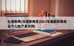 社保新规(社保新规定2023年最新政策出台个人帐户多少钱)