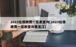 2023社保缴费一览表查询(2023社保缴费一览表查询黑龙江)